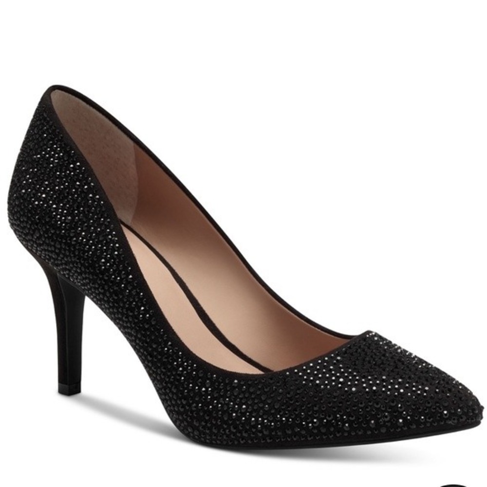 INCโ International Concepts Zitah Black Rhinestone Pointed Toe Pumps 6.5M